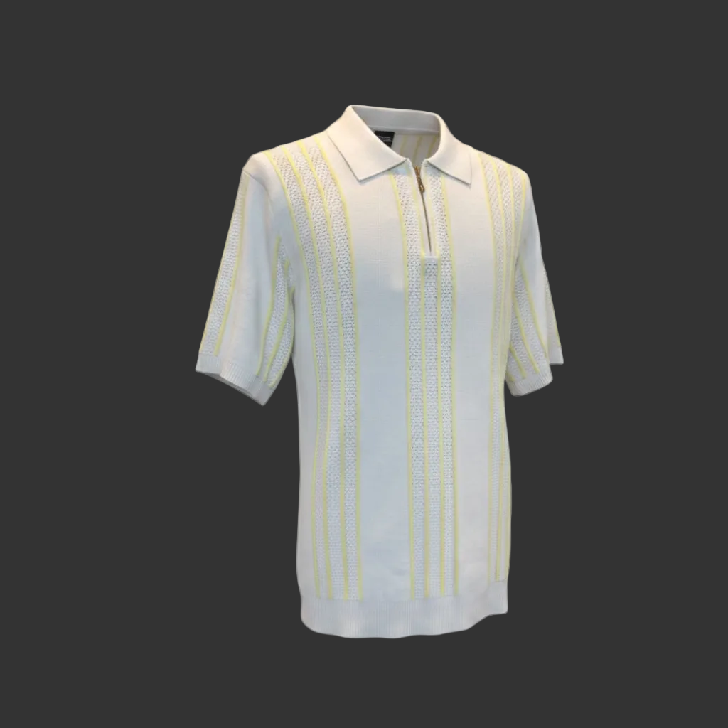 White shirt with yellow stripes on a white background
