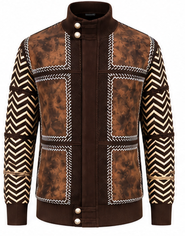 Silversilk 31006 Suede Patch Zip-Up Sweater