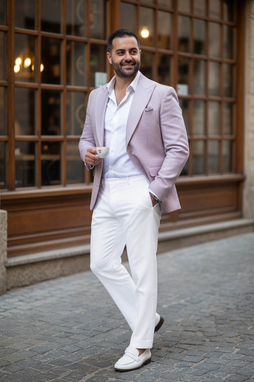 Cigar | 7031 |1-Button Pick Stitch Peak Lapel Blazer with Side Vents