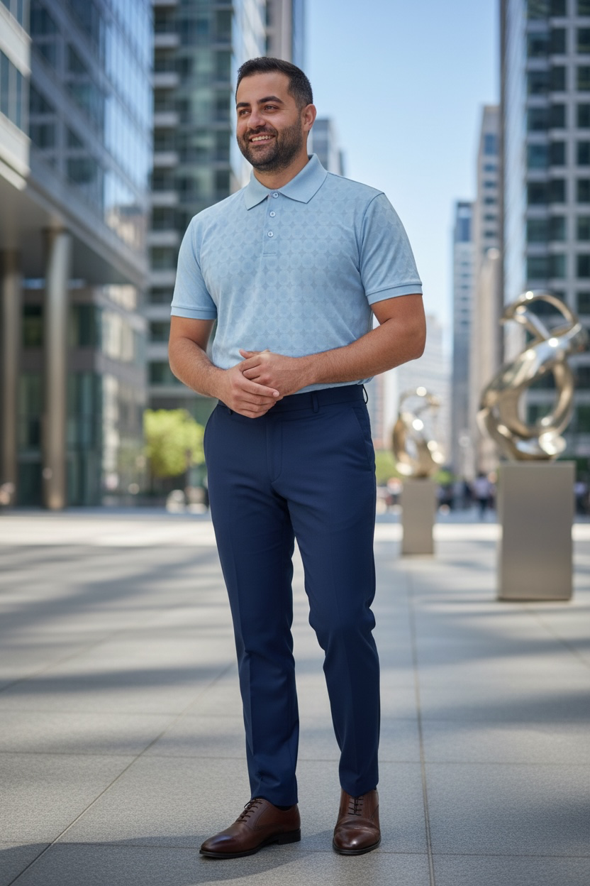Robert Lewis | RLPO13 Short Sleeve Jacquard Polo Shirt