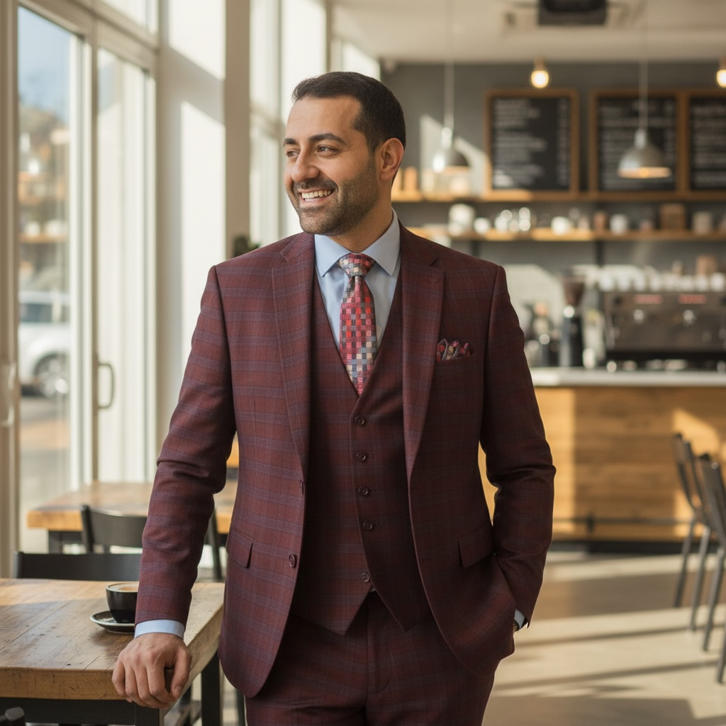 STUDIO FERARA | 30981 | 3PC PLAID SUIT | SLIM FIT