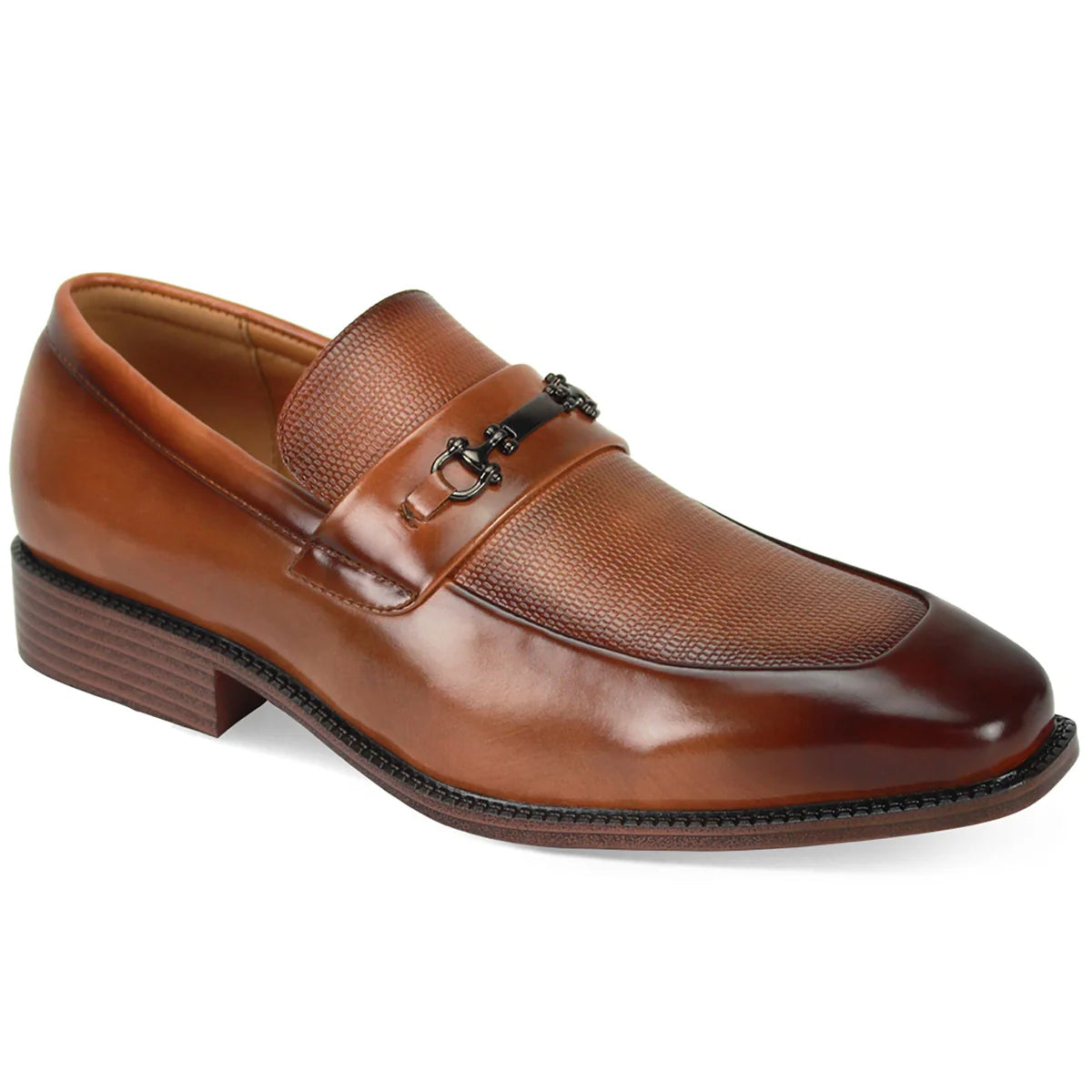 Tan loafer shoe on a white background