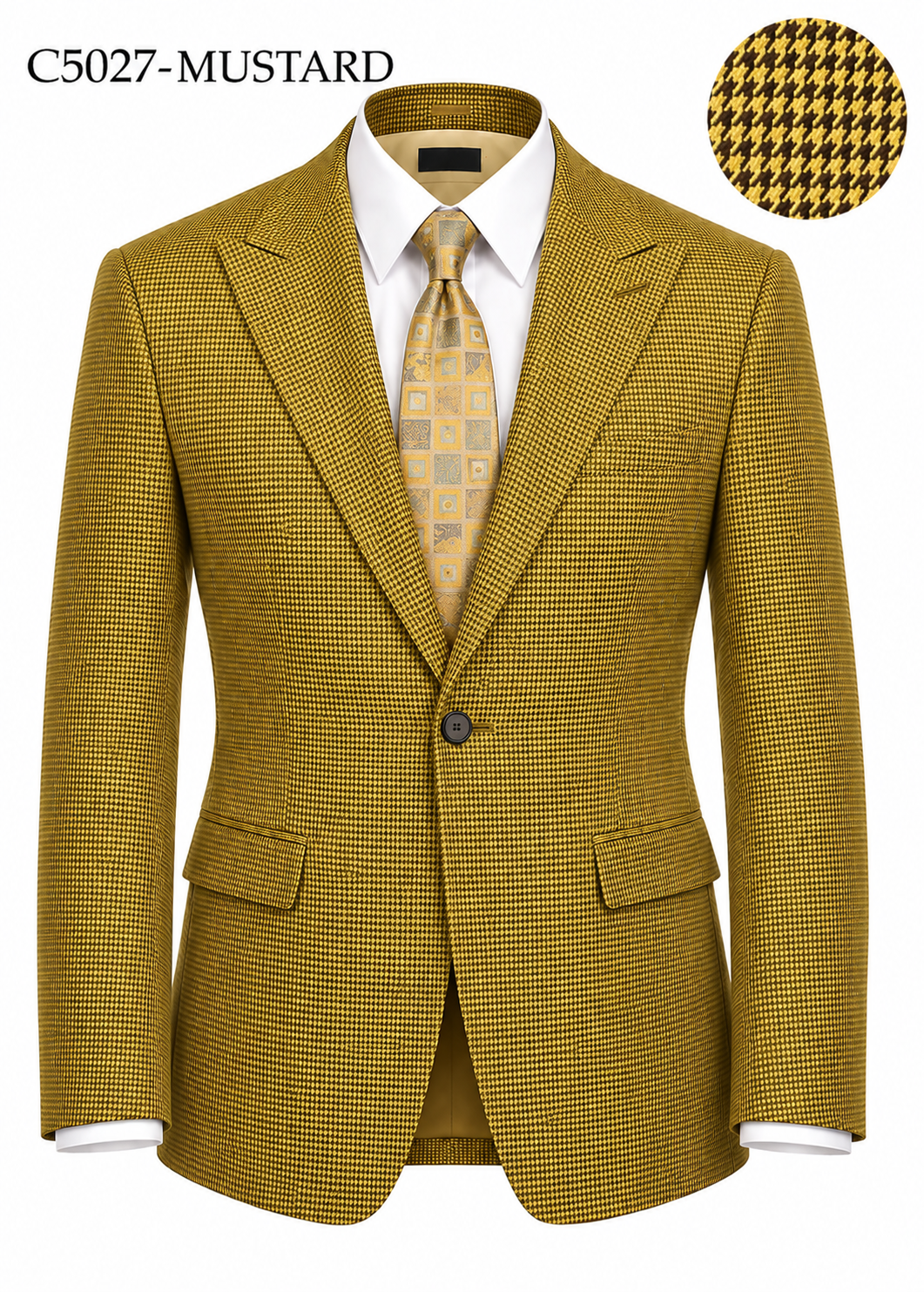 Vitali C5027 1-Button Houndstooth Peak Lapel Blazer