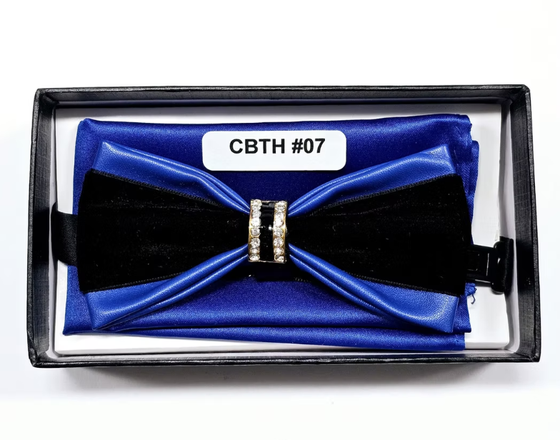 Charles Wain | CBTH | Faux Leather & Velvet Bow Tie with Center Stone