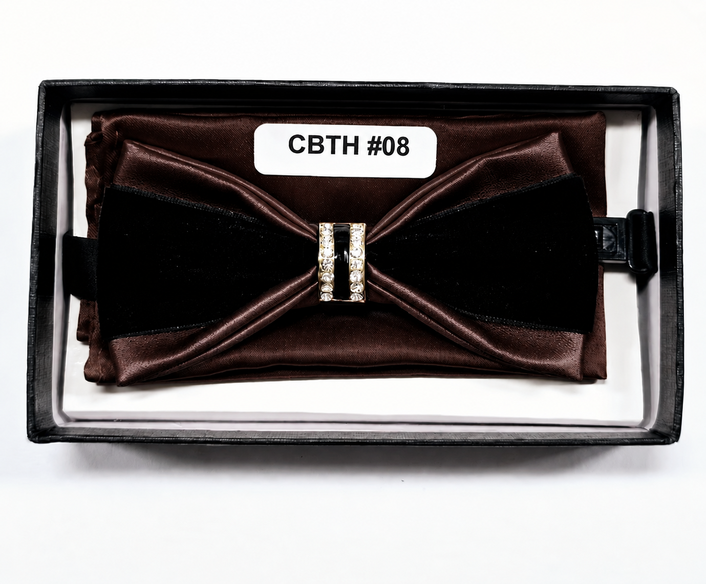 Charles Wain | CBTH | Faux Leather & Velvet Bow Tie with Center Stone