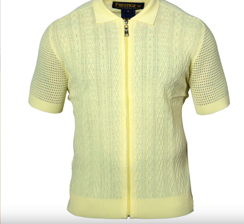 Prestige CMK-388 Luxury Knit Zip Up Short Sleeve Shirt