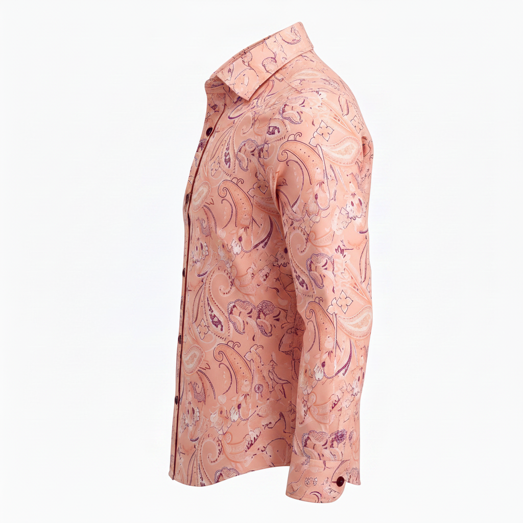 Cigar 100% Cotton Paisley Print Long Sleeve Button Up Shirt M-1909