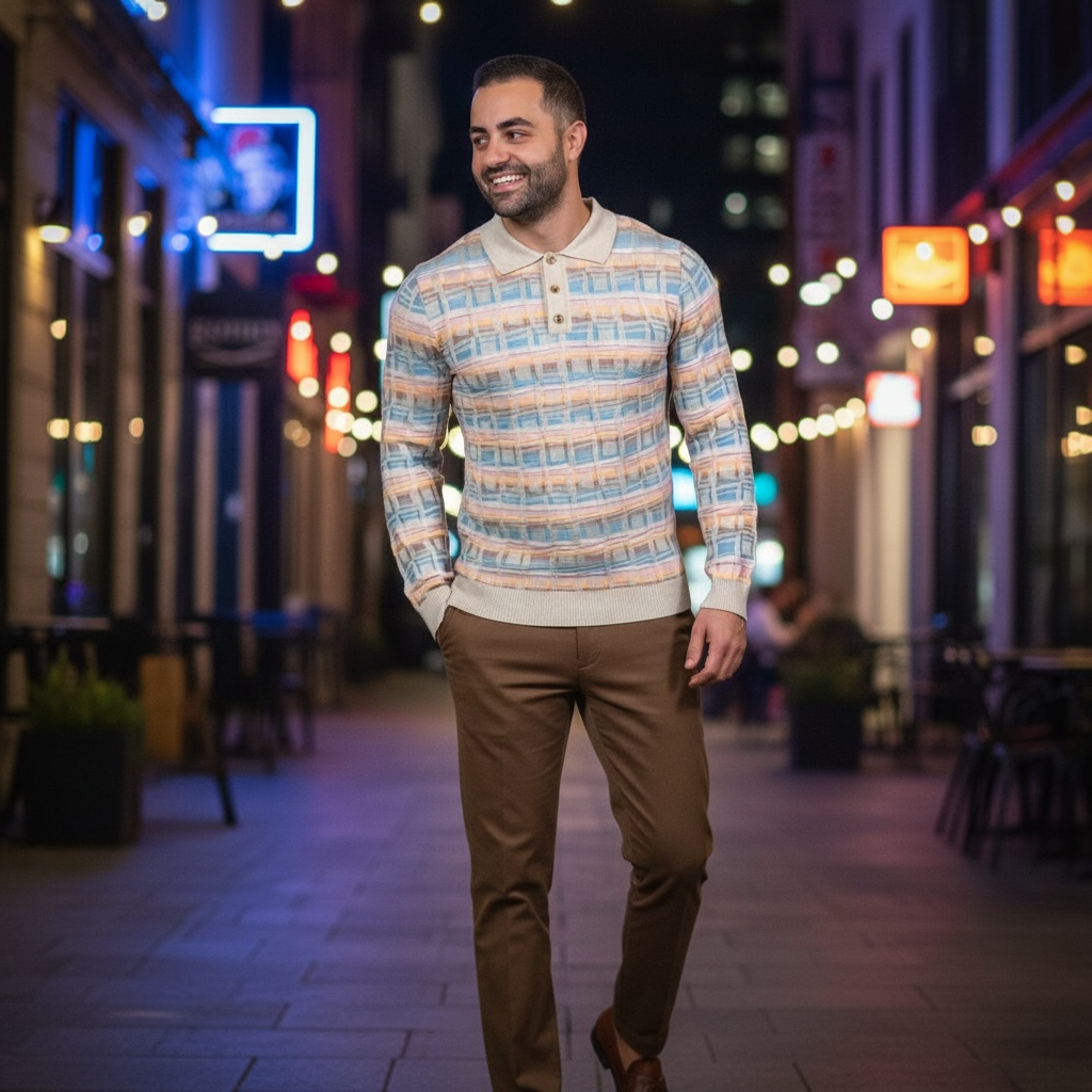 PRESTIGE | SW-662 | 3 BUTTON TEXTURED SWEATER