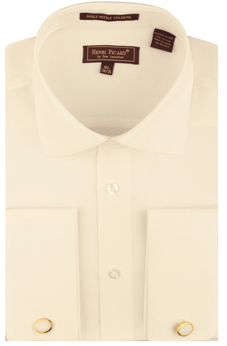 An Ivory dress shirt by The Brand of London, featuring a classic collar, button-down front, and gold cufflinks.