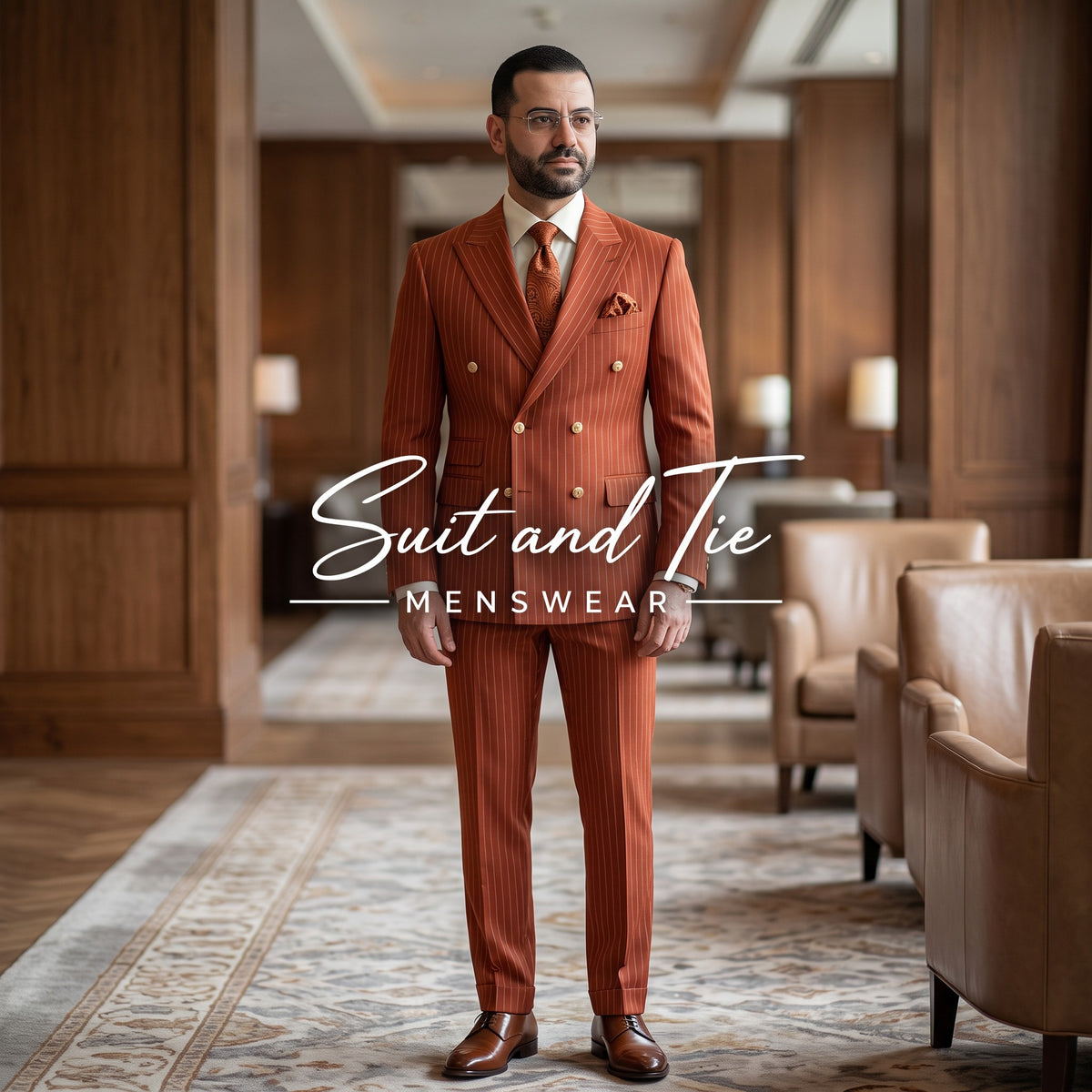 Vitali G3178 Double-Breasted Pinstripe Peak Lapel Suit