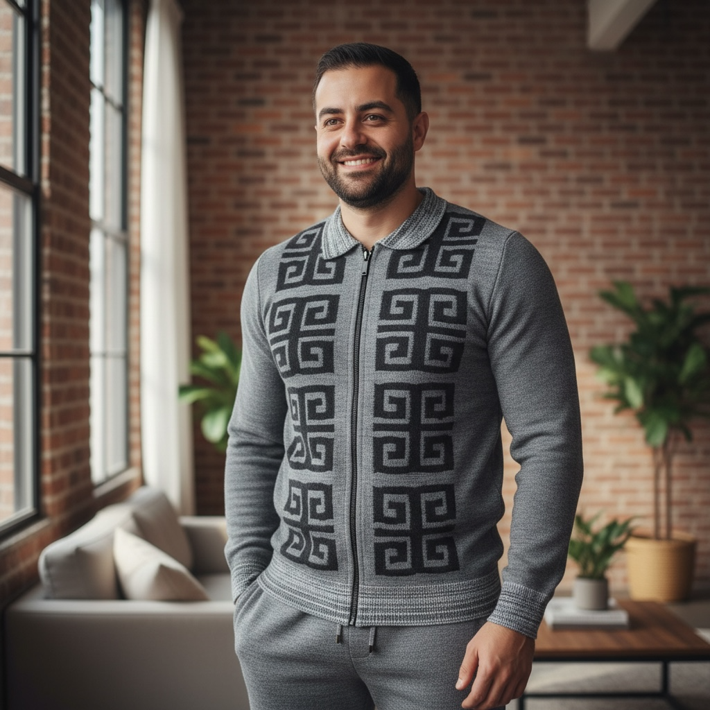 PRESTIGE | ZIP UP KNIT JOGGER SWEATER SET | LNG-350