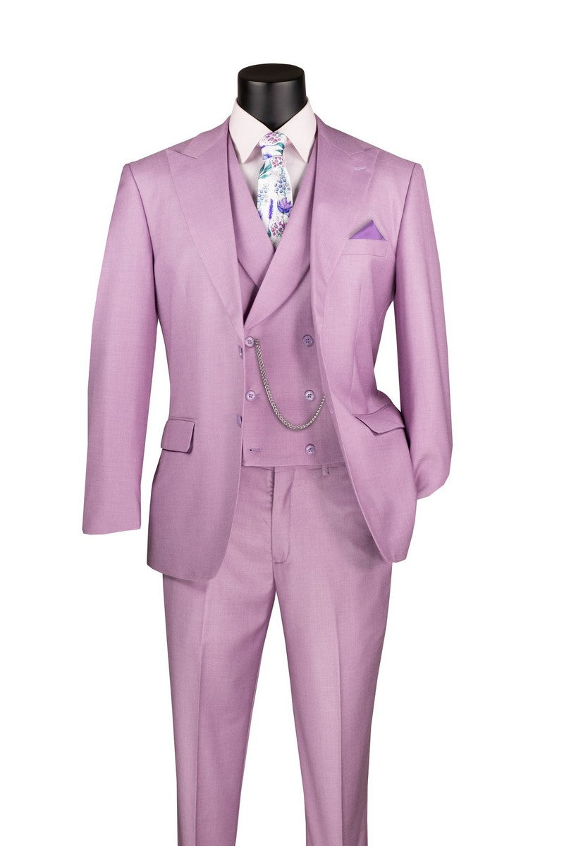Vinci | MV2K-2 | 3-Piece Peak Lapel Double Breasted Vest Suit