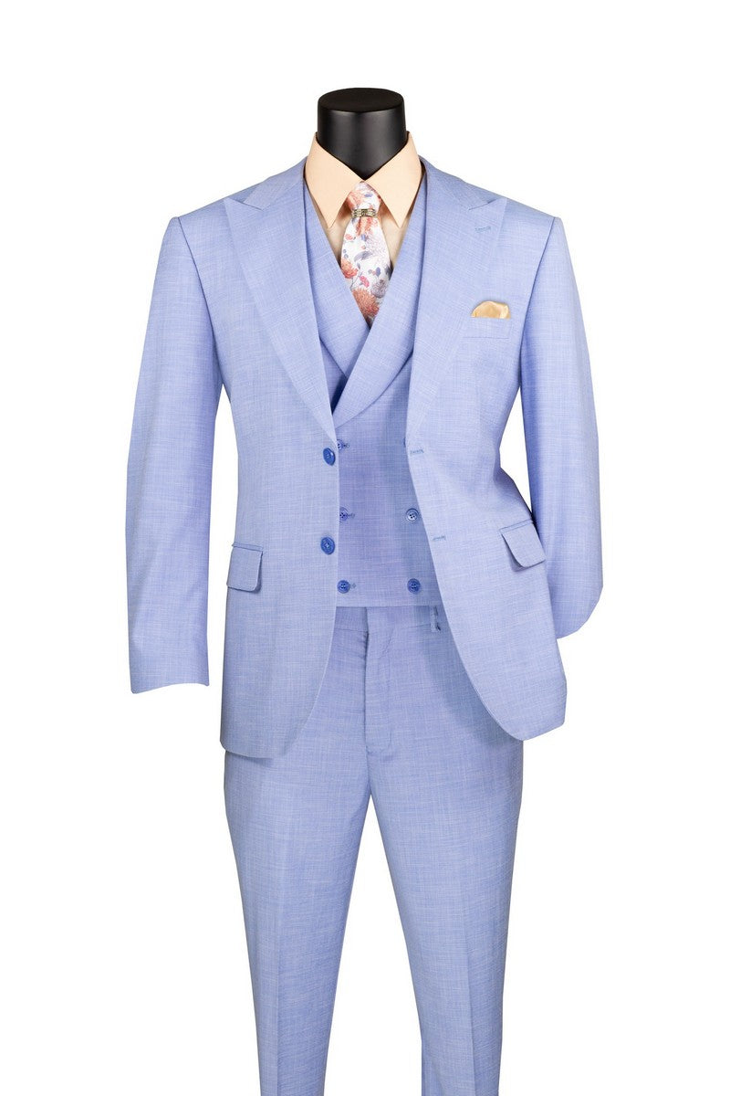 Vinci | MV2K-2 | 3-Piece Peak Lapel Double Breasted Vest Suit