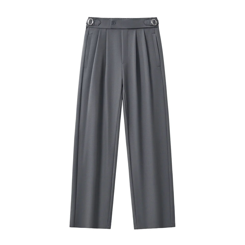 Barocco Men's Pleated Wide-Leg Side-Tab Trousers TC452