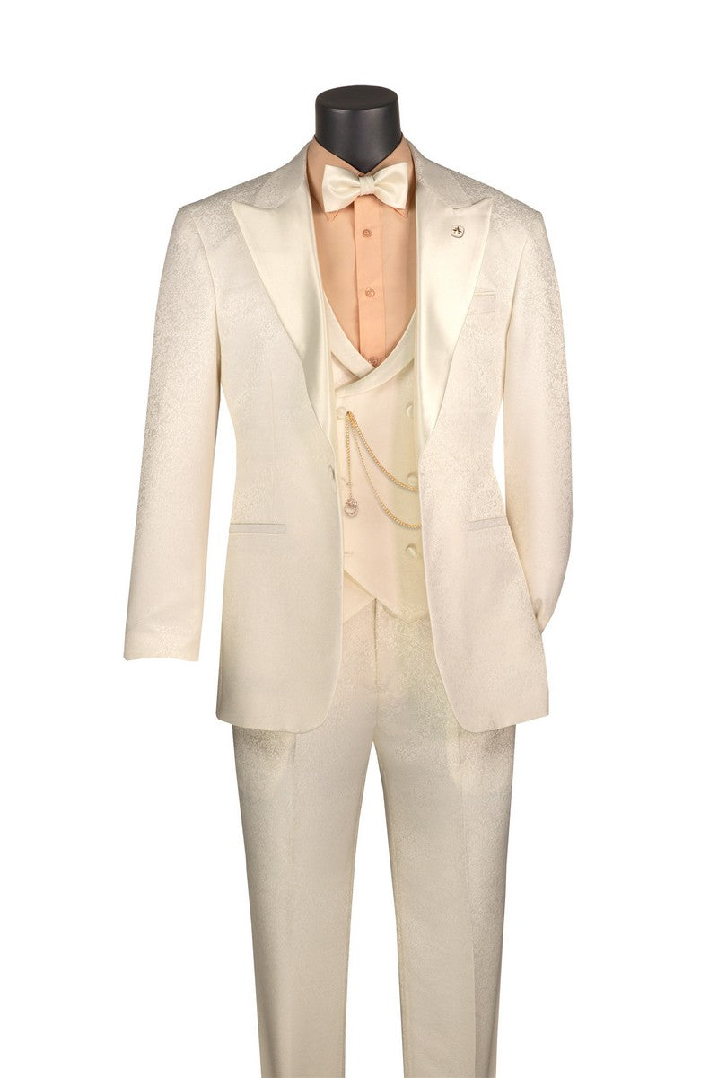Vinci | TVMF-2 | Peak Lapel Vested Tuxedo & Matching Bow Tie