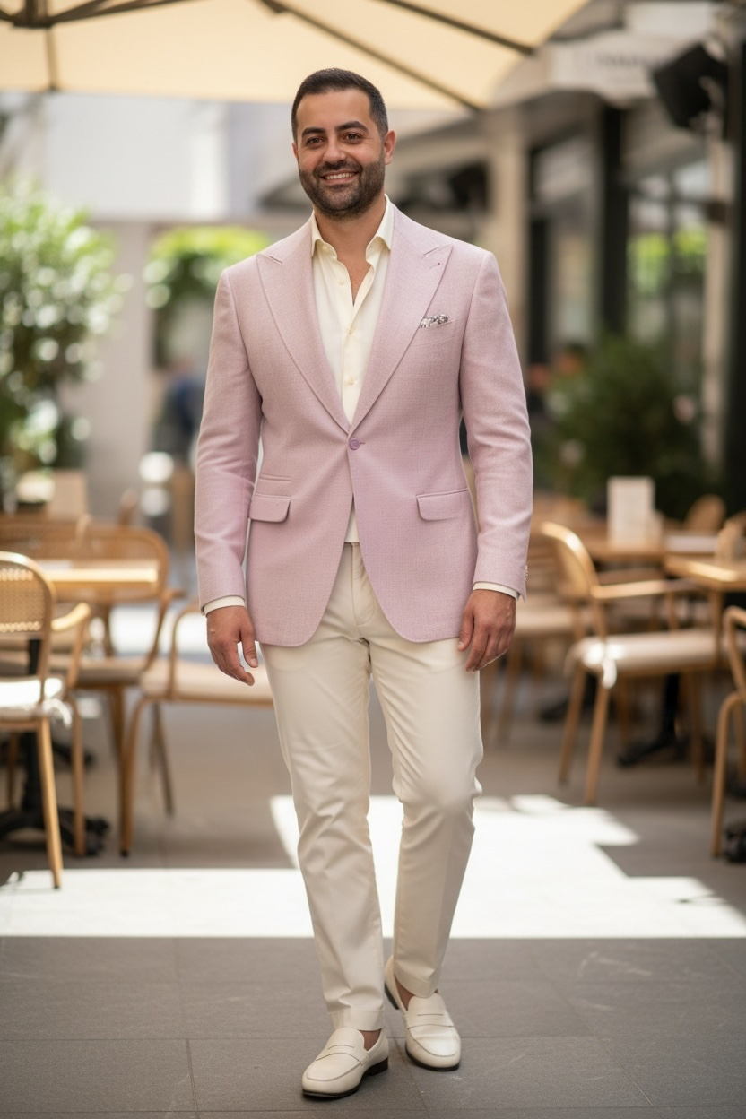 Cigar | 7031 |1-Button Pick Stitch Peak Lapel Blazer with Side Vents