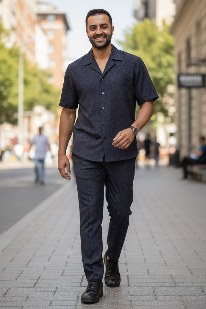 Stacy Adams | 29002 Knit Flourish Shirt Pant Set