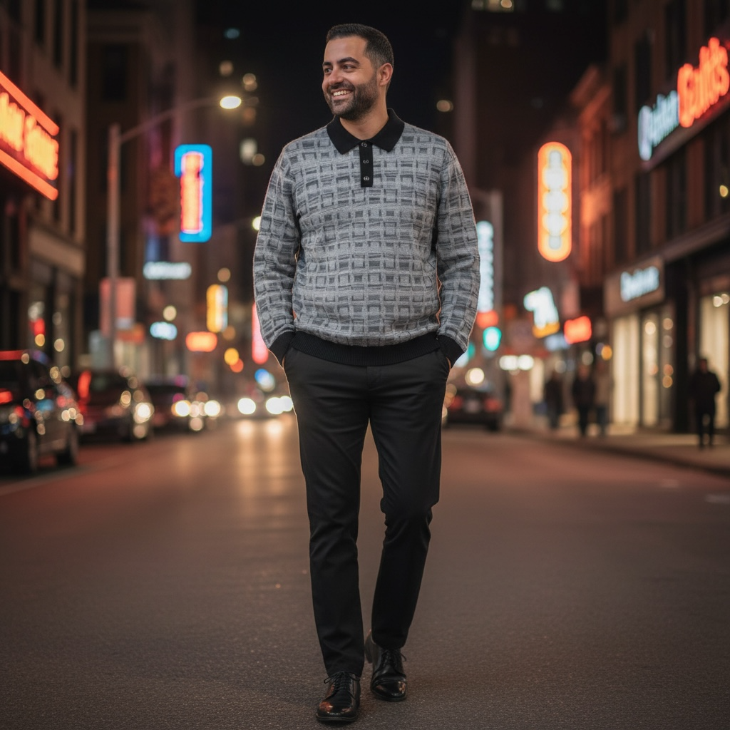 PRESTIGE | SW-662 | 3 BUTTON TEXTURED SWEATER
