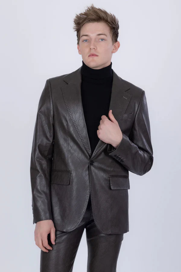 BARABAS | 2PC FAUX LEATHER SUIT | 5SU41