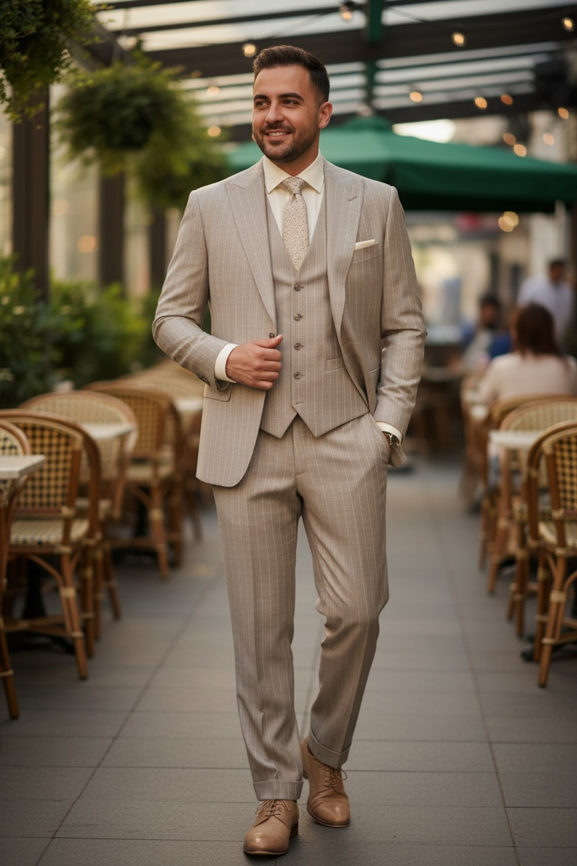 Tiglio | Portofino 1-Button Peak Lapel Suit & Double Breasted Vest