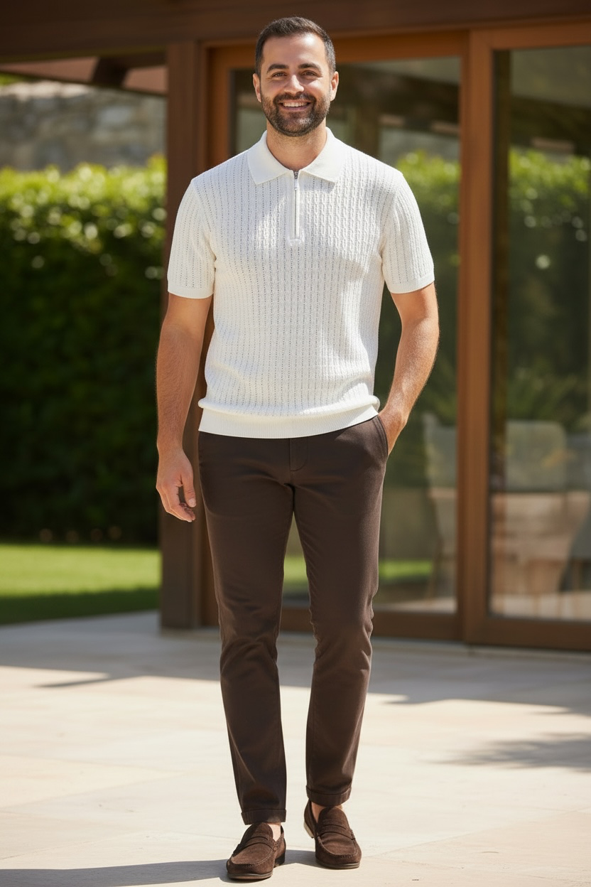 Stacy Adams | 21051 Quarter Zip Short Sleeve Knit Shirt