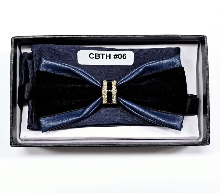 Charles Wain | CBTH | Faux Leather & Velvet Bow Tie with Center Stone
