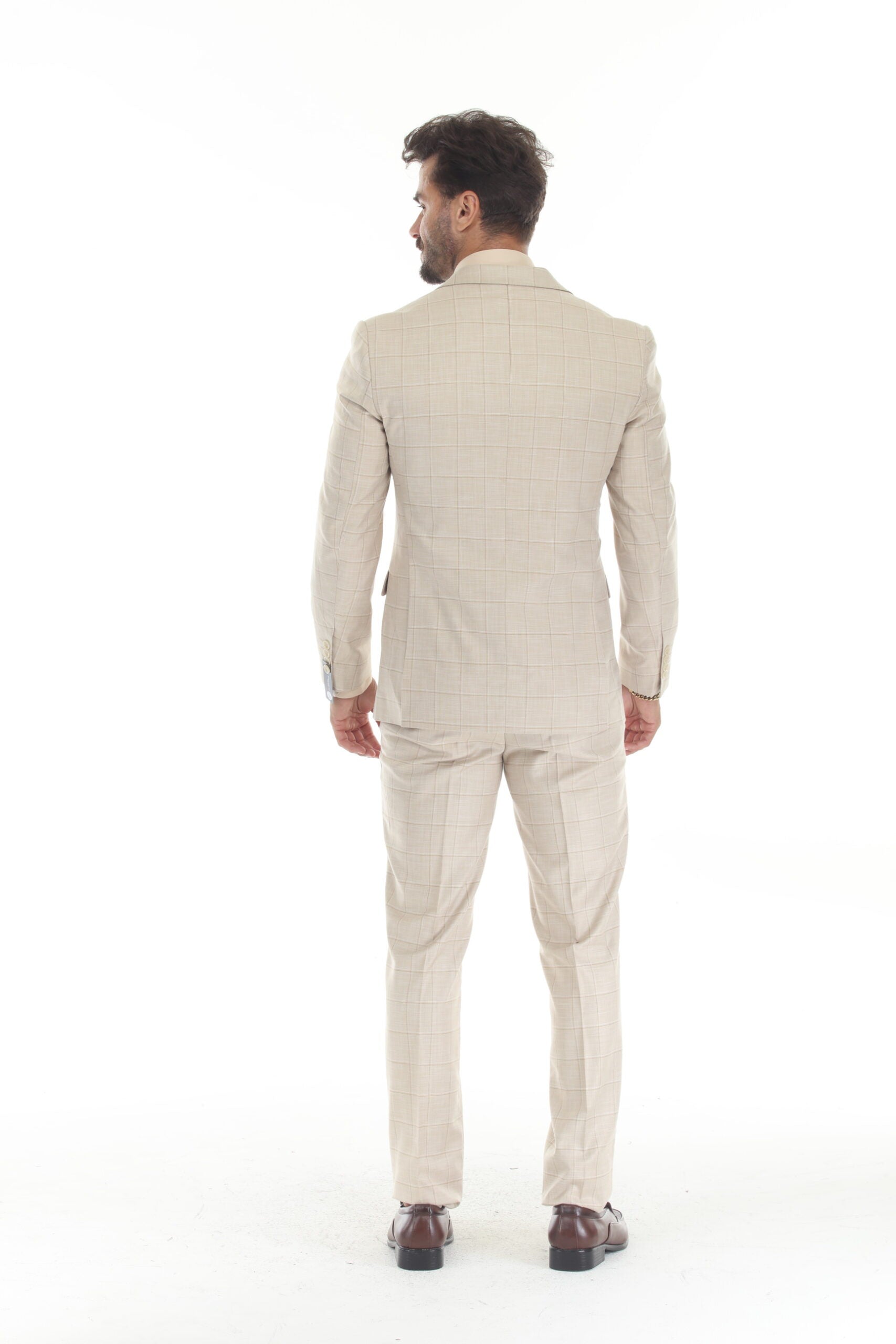 Derman | CHK | Plaid 3-Piece Notch Lapel Vested Suit