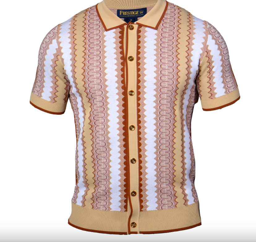 Prestige CMK-383 Luxury Knit Button Down Short Sleeve Shirt