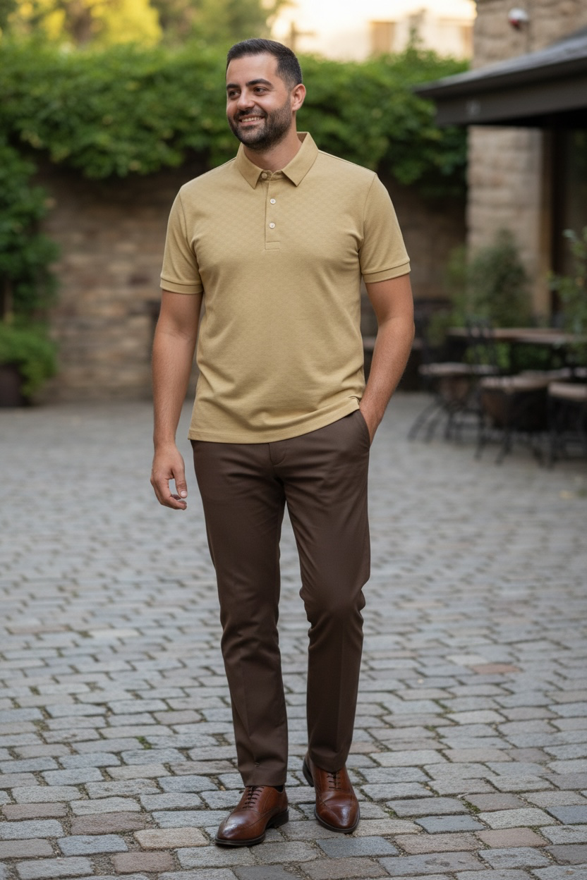 Silversilk | 96001 Tone-On-Tone Checkered Polo Shirt