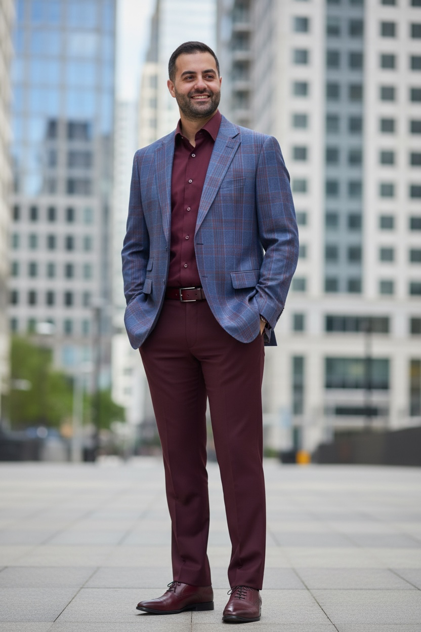 Tiglio | Dolcetto | Pick Stitch Notch Lapel 2-Button Windowpane Blazer
