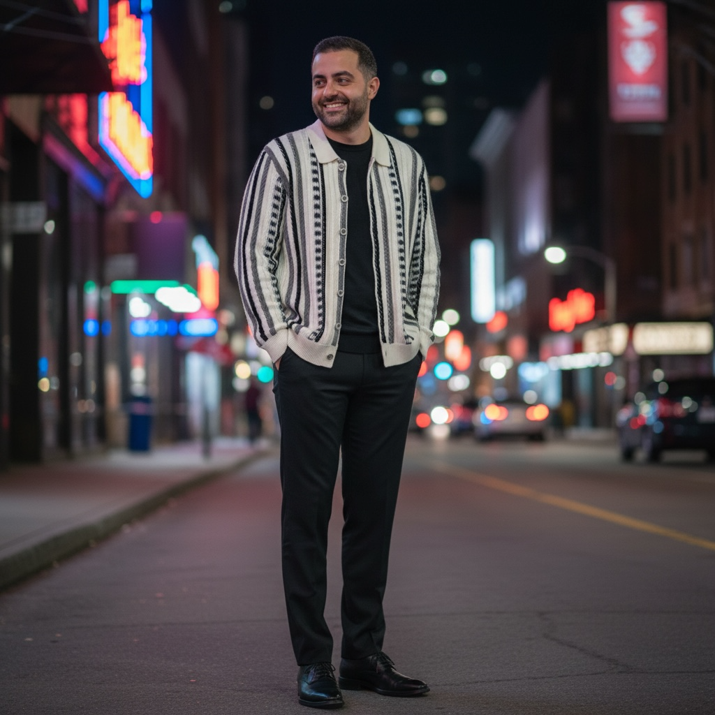 PRESTIGE | SW-611 | TEXTURED BUTTON DOWN SWEATER