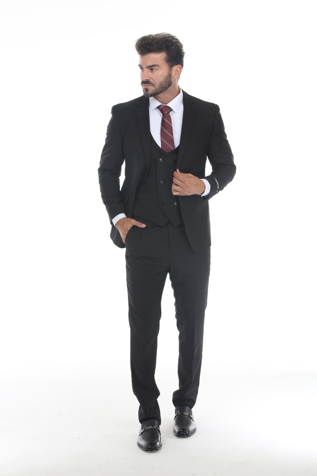 Rizza FLA24 Notch Lapel 3-Piece Suit with Double Breast Vest