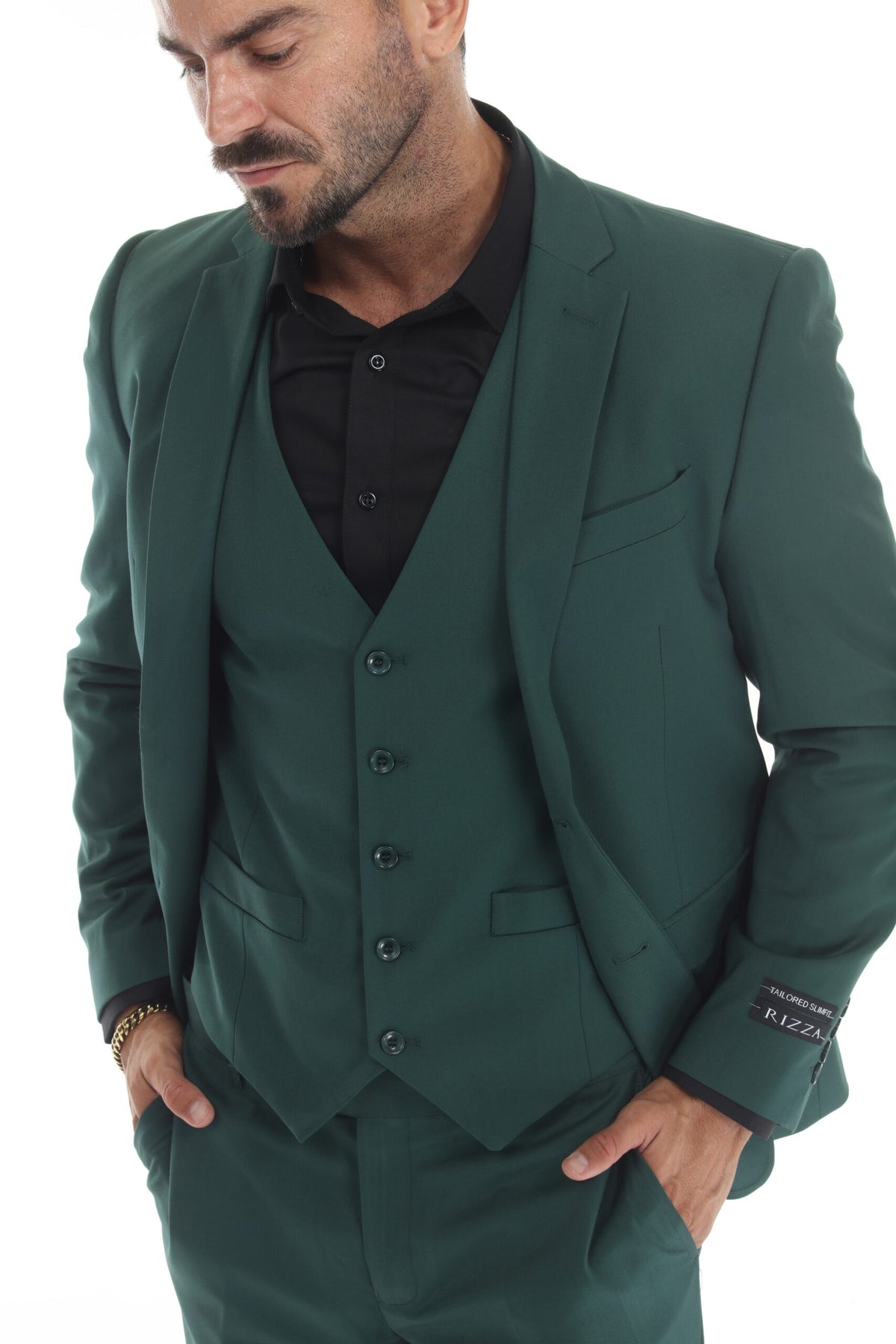 Rizza FLA24 Notch Lapel 3-Piece Suit with Double Breast Vest
