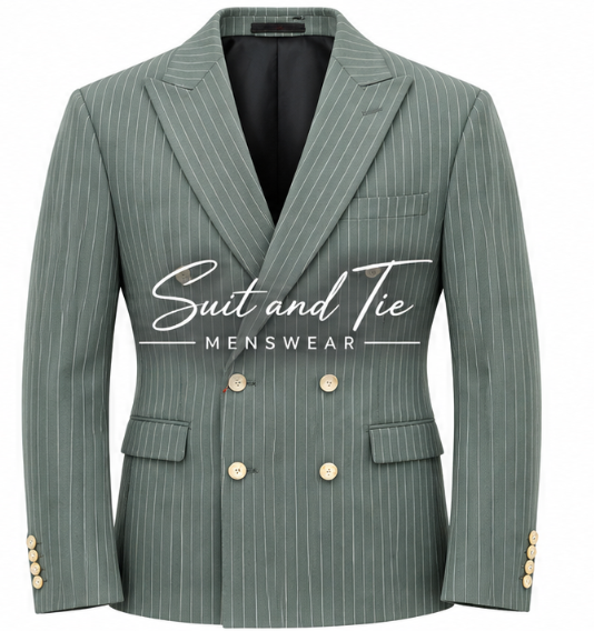 Vitali G3178 Double-Breasted Pinstripe Peak Lapel Suit