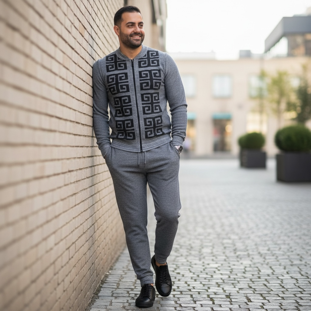 PRESTIGE | ZIP UP KNIT JOGGER SWEATER SET | LNG-350