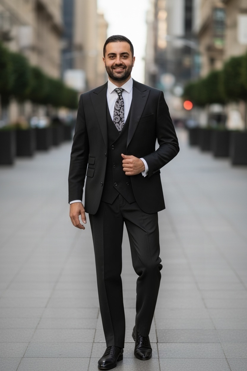 Tiglio | Prosecco Peak Lapel Suit & Double Breasted Vest