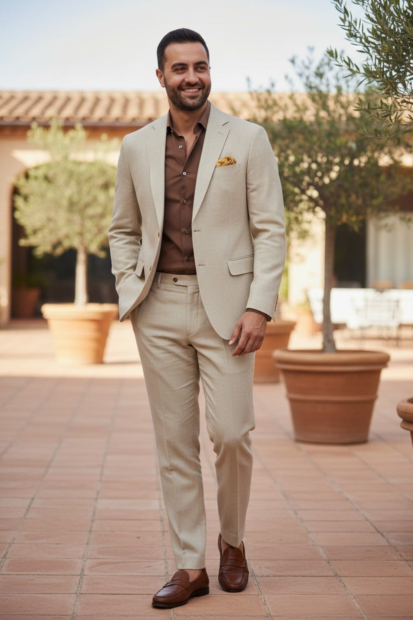 Vinci Modern Fit 2-Button Linen Cotton Suit MLC-1