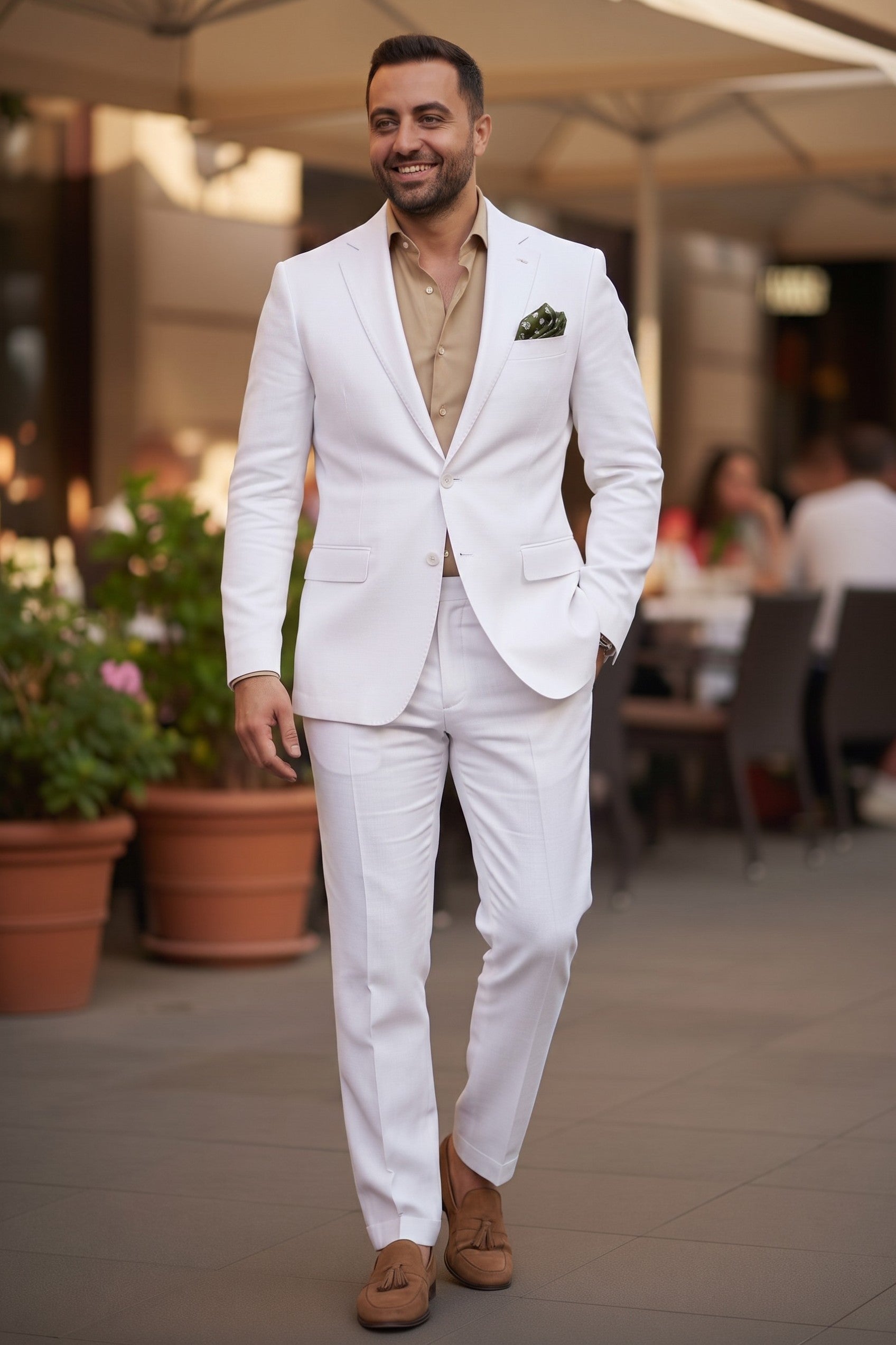Vinci Modern Fit 2-Button Linen Cotton Suit MLC-1