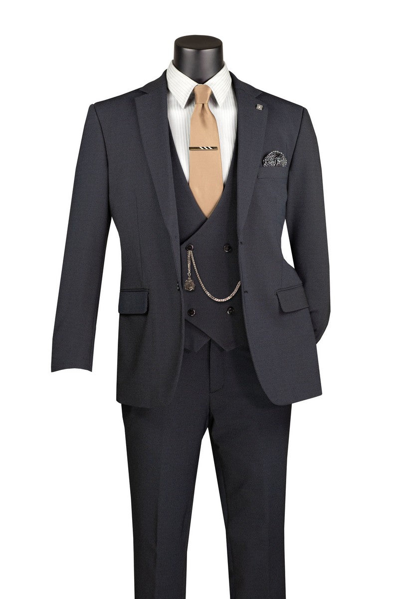 Vinci | MV2K-3 | 3-Piece Peak Lapel Modern Fit Vested Suit