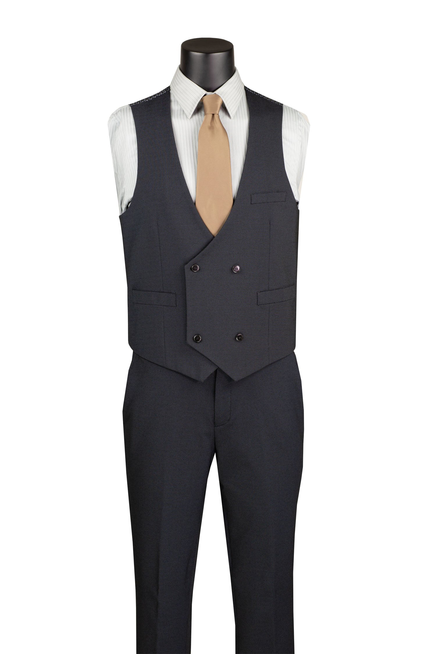 Vinci MV2K-3 3-Piece Peak Lapel Modern Fit Vested Suit