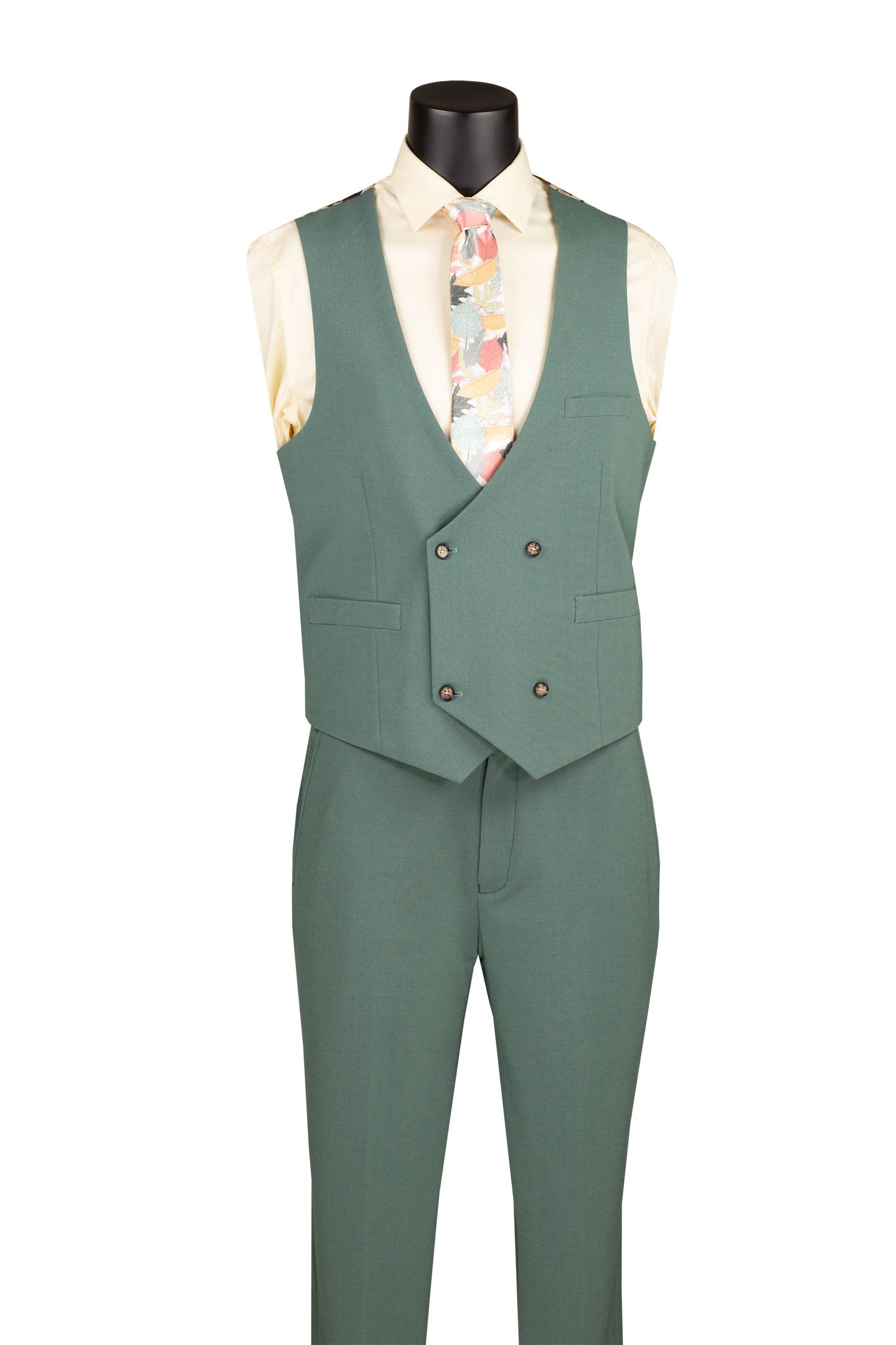 Vinci MV2K-3 3-Piece Peak Lapel Modern Fit Vested Suit
