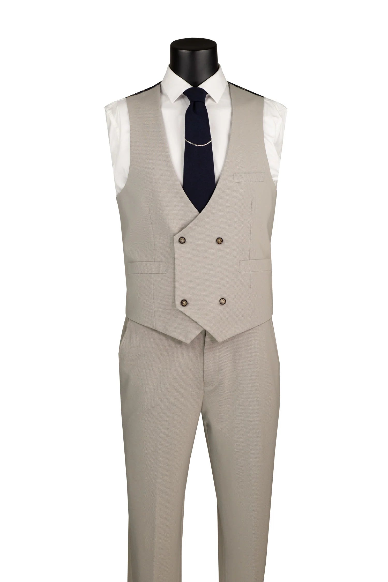 Vinci MV2K-3 3-Piece Peak Lapel Modern Fit Vested Suit