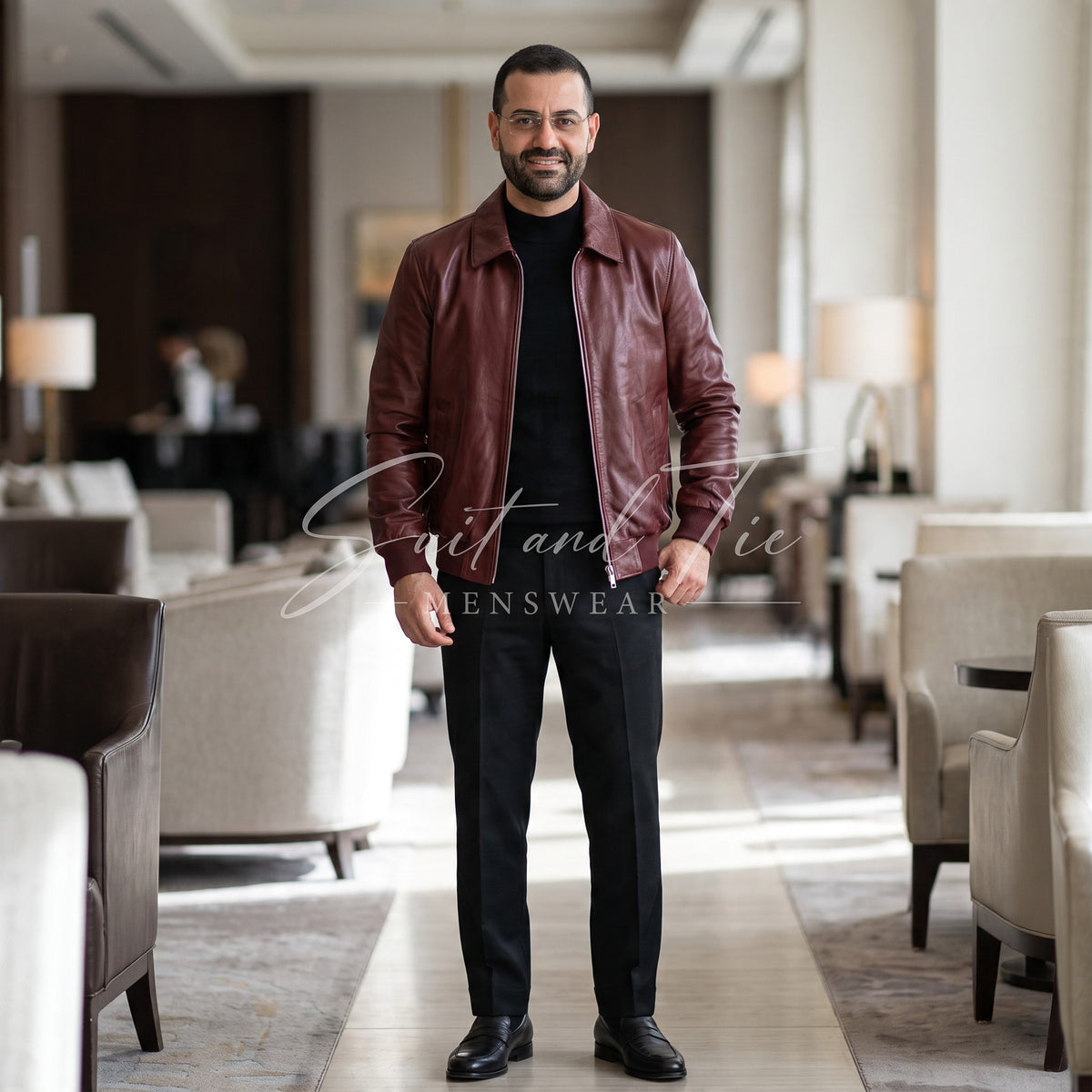 Robert Lewis RLO11 Faux Leather Bomber Jacket