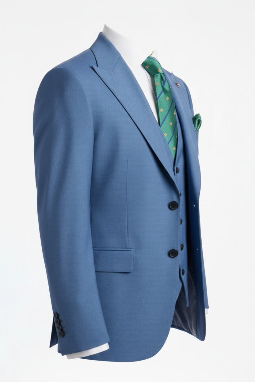 Studio Ferera 2-Button Peak Lapel Pick Stitch Suit with Vest 3332