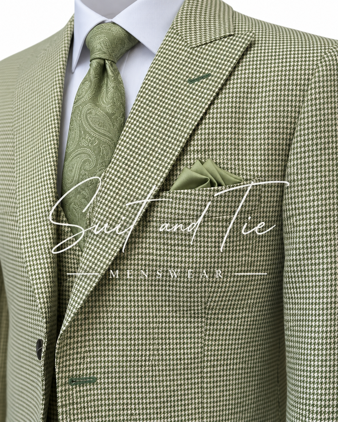 Vitali M3072 Three-Piece Houndstooth Peak Lapel Suit