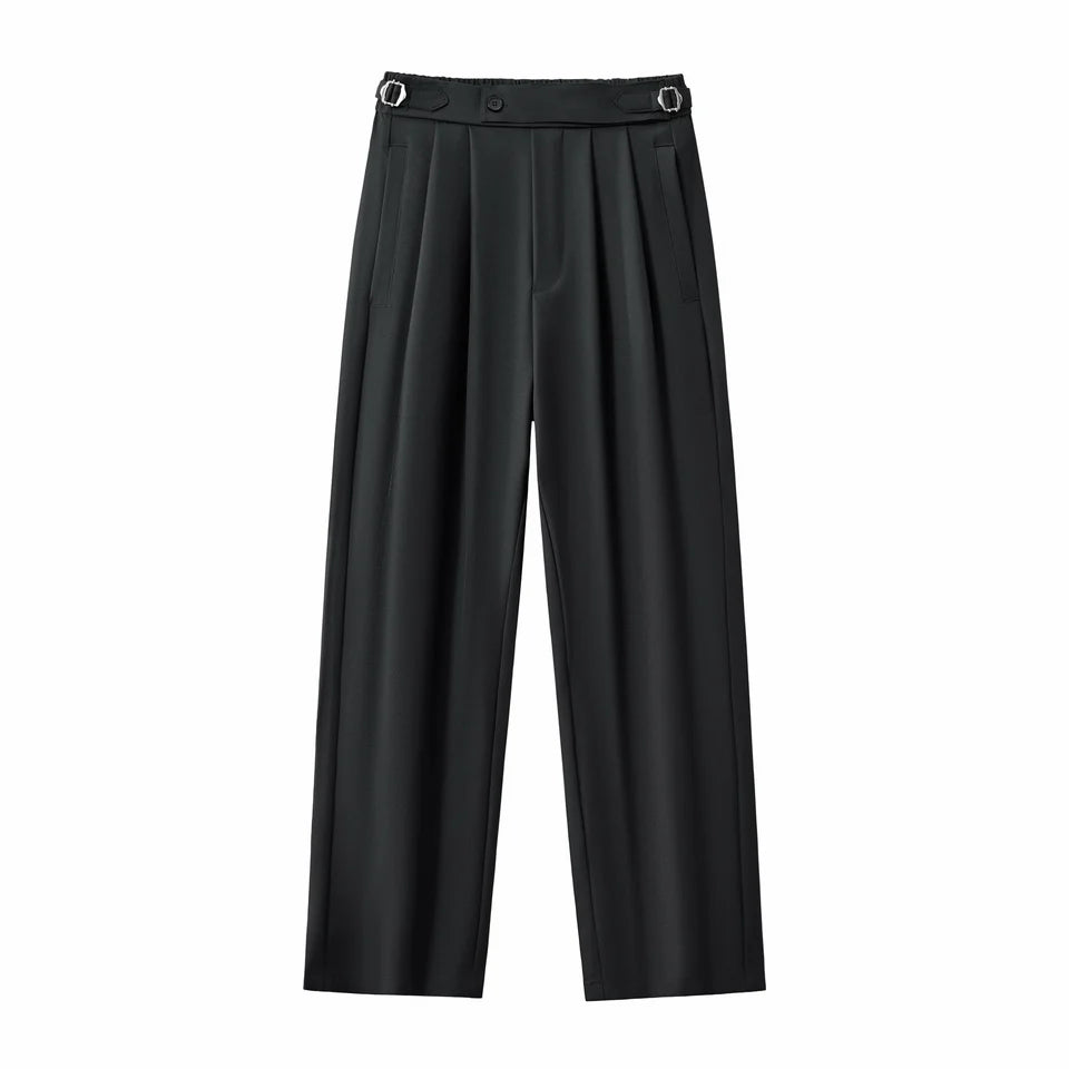 Barocco Men's Pleated Wide-Leg Side-Tab Trousers TC452