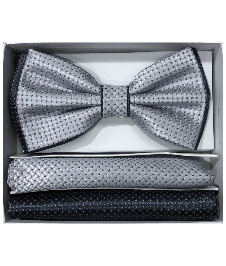 BT2T101 ~ Pretied 2 Tone Bow Ties & 2 Hankies ~ BRAND Q