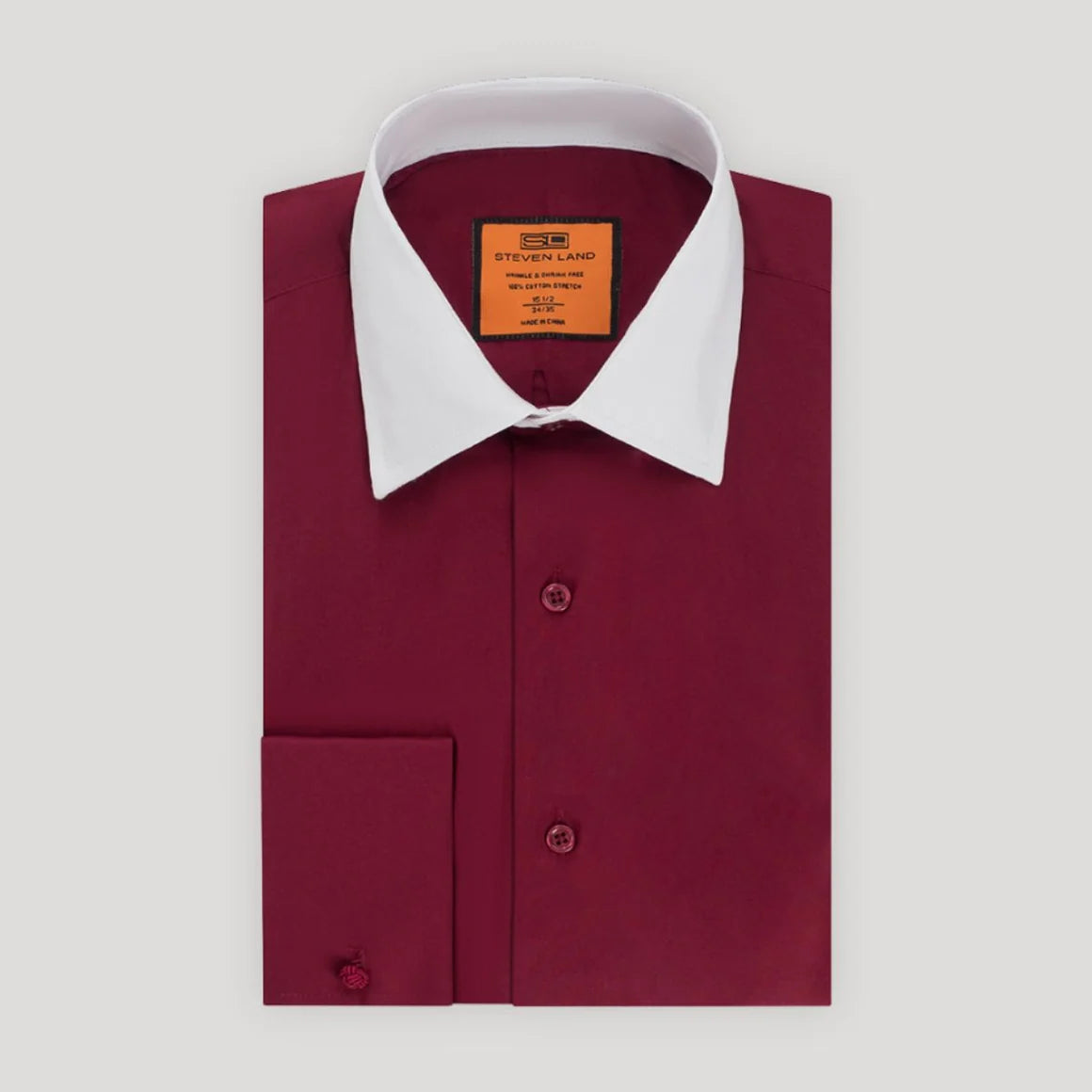 Steven Land DS117F Poplin Contrast Collar French Cuff Dress Shirt