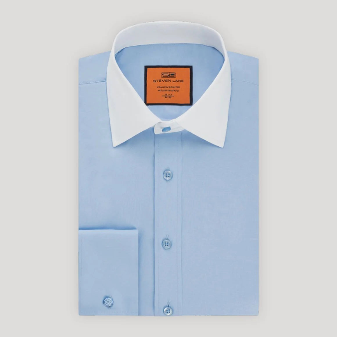 Steven Land DS117F Poplin Contrast Collar French Cuff Dress Shirt
