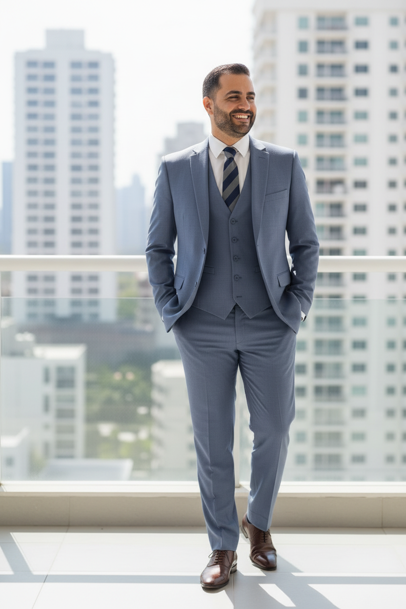 Needle & Stitch Three-Piece Slim Fit Suit SV-4030